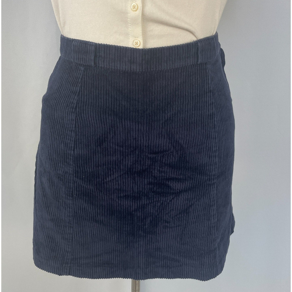 Vintage Mini Skirt Size 14 Navy Blue Corduroy Short Pencil Preppy Academia 90s